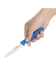 Couteau d'office Hygiplas bleu 75 mm - coupe poisson cru 2