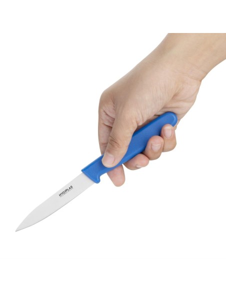 Couteau d'office Hygiplas bleu 75 mm - coupe poisson cru
