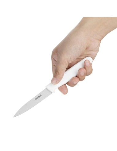 Couteau d'office Hygiplas blanc 75 mm - coupe précise