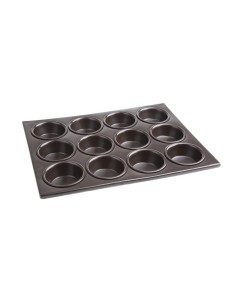 Plaque antiadhésive 12 moules à muffins Vogue - Aluminium noir