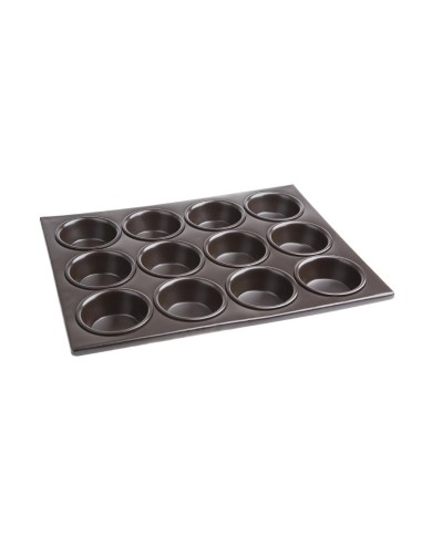 Plaque antiadhésive 12 moules à muffins Vogue - Aluminium noir