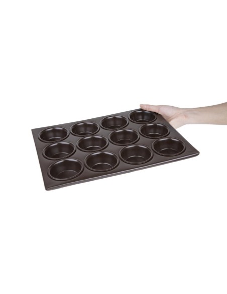 Plaque antiadhésive 12 moules à muffins Vogue - Aluminium noir
