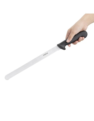 Couteau à trancher denté Hygiplas noir 300mm - 30 cm