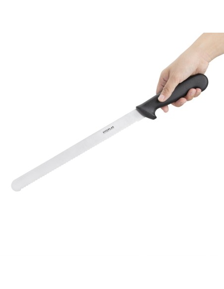 Couteau à trancher denté Hygiplas noir 300mm - 30 cm