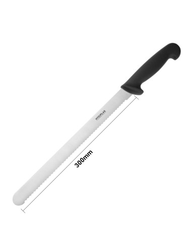 Couteau à trancher denté Hygiplas noir 300mm - 30 cm