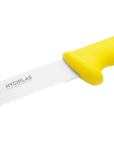Couteau à trancher denté Hygiplas jaune 248mm