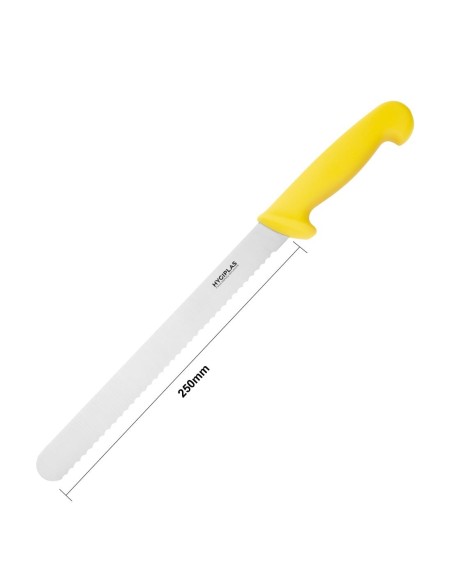 Couteau à trancher denté Hygiplas jaune 248mm