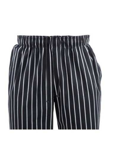 Pantalon de cuisine mixte Baggy Chef Works rayé noir et blanc S
