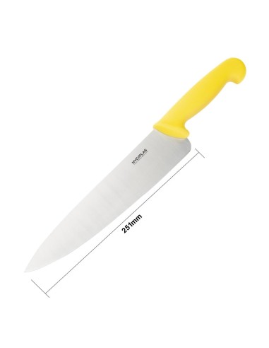 Couteau de cuisine Hygiplas jaune 255 mm - Manche ergonomique