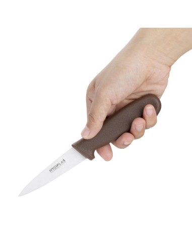 Couteau d'office Hygiplas marron 90 mm - inox, ergonomique