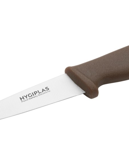 Couteau d'office Hygiplas marron 90 mm - inox, ergonomique