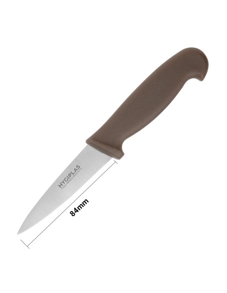 Couteau d'office Hygiplas marron 90 mm - inox, ergonomique