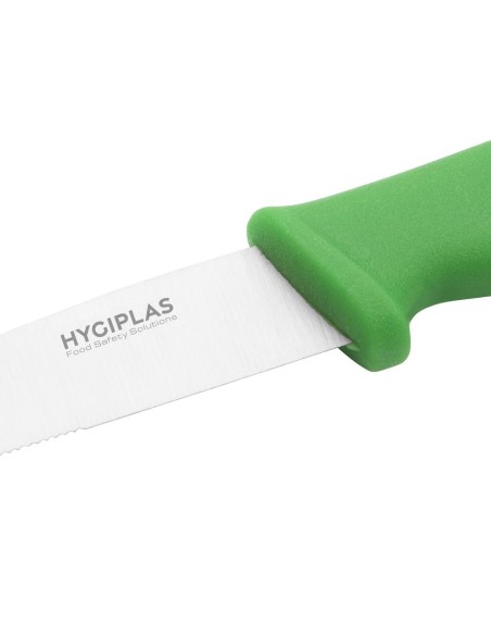 Couteau dentelé Hygiplas vert 105mm - 10,5 cm