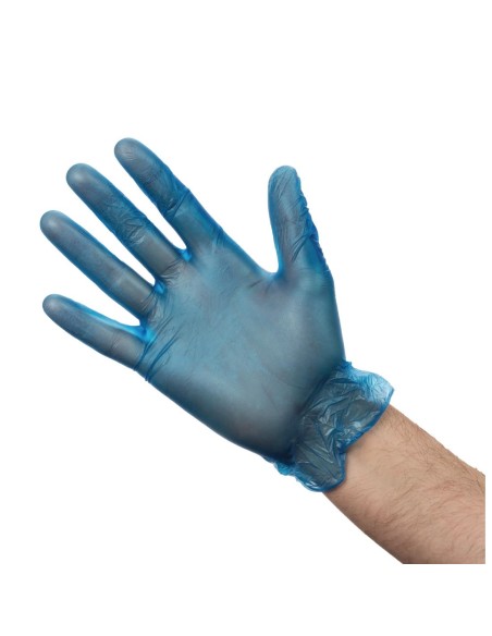 Gants alimentaires vinyle poudré Hygiplas bleus M - 100 pcs