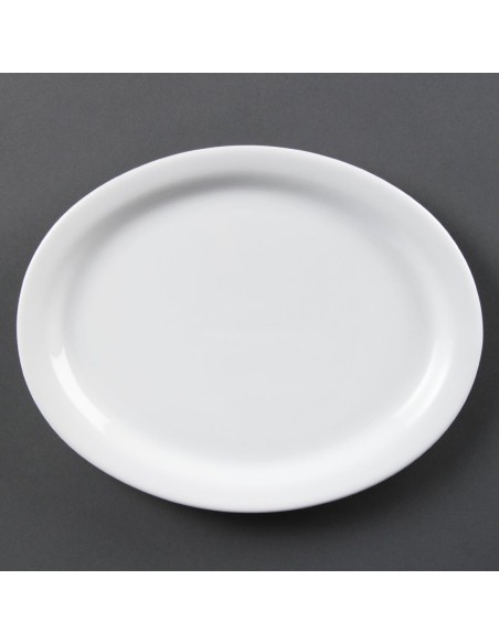 Assiettes ovales blanches Olympia 250mm - lot de 6