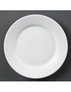 Assiettes à bord large blanches Olympia 230 mm - lot de 12