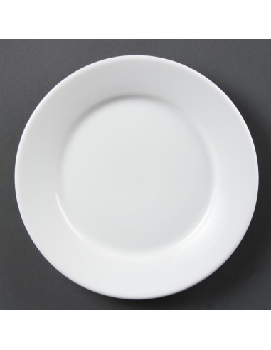 Assiettes à bord large blanches Olympia 230 mm - lot de 12