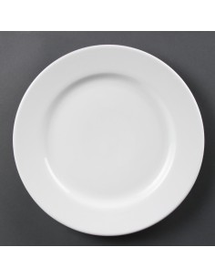 Assiettes à bord large blanches Olympia 310 mm - lot de 6