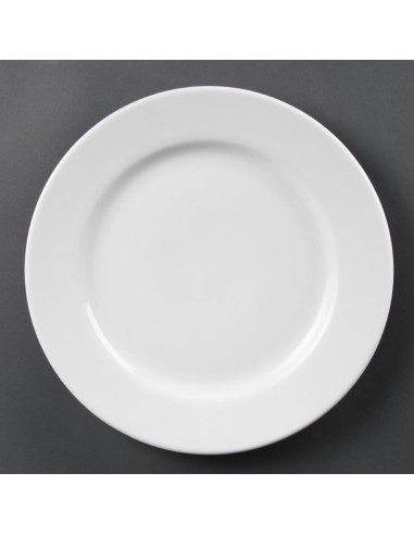 Assiettes à bord large blanches Olympia 310 mm - lot de 6