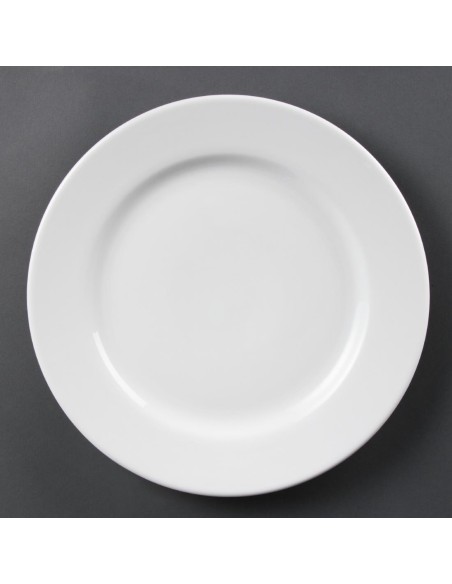 Assiettes à bord large blanches Olympia 310 mm - lot de 6