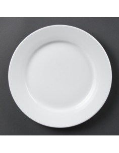 Assiettes à bord large blanches Olympia 250mm - lot de 12