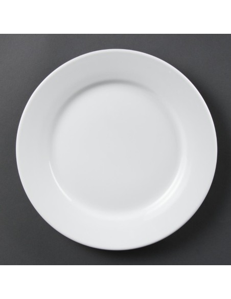 Assiettes à bord large blanches Olympia 250mm - lot de 12