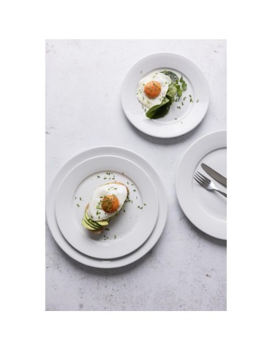 Assiettes à bord large blanches Olympia 310 mm - lot de 6