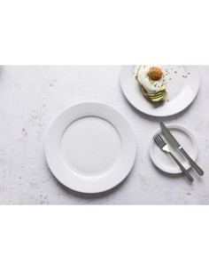 Assiettes à bord large blanches Olympia 250mm - lot de 12 2