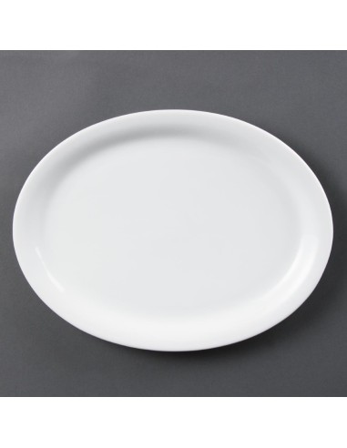 Assiettes ovales blanches Olympia 295mm - lot de 6