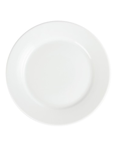 Assiettes à bord large blanches Olympia 250mm - lot de 12