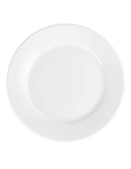 Assiettes à bord large blanches Olympia 250mm - lot de 12