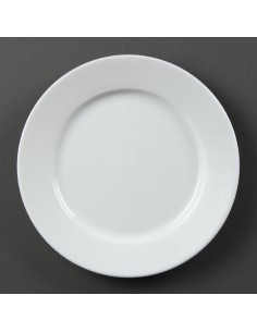 Assiettes à bord large blanches Olympia 202 mm - lot de 12