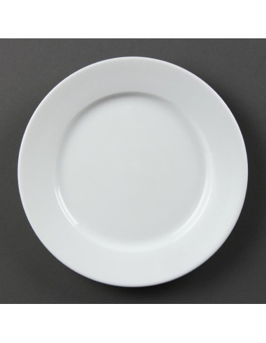 Assiettes à bord large blanches Olympia 202 mm - lot de 12