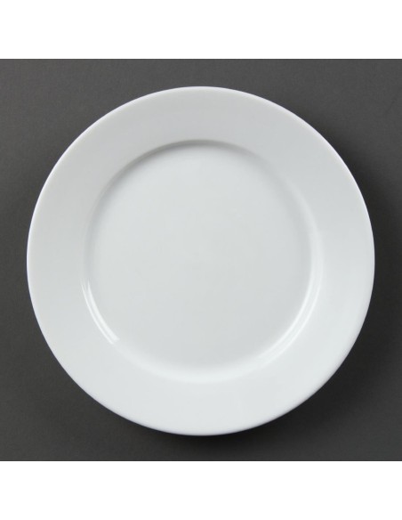 Assiettes à bord large blanches Olympia 202 mm - lot de 12