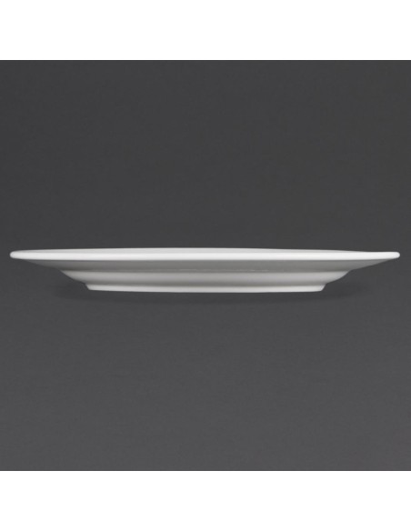 Assiettes à bord large blanches Olympia 310 mm - lot de 6