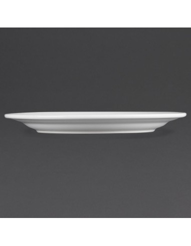 Assiettes à bord large blanches Olympia 250mm - lot de 12