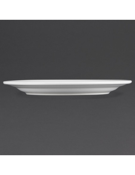 Assiettes à bord large blanches Olympia 250mm - lot de 12