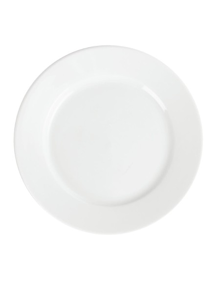 Assiettes à bord large blanches Olympia 202 mm - lot de 12