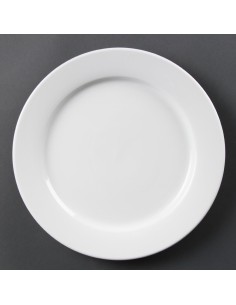 Assiettes à bord large blanches Olympia 280 mm - lot de 6