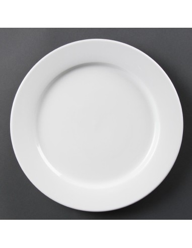 Assiettes à bord large blanches Olympia 280 mm - lot de 6