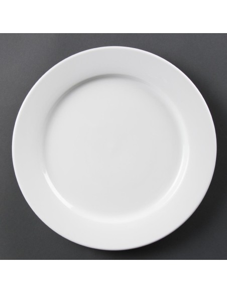 Assiettes à bord large blanches Olympia 280 mm - lot de 6