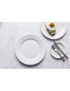 Assiettes à bord large blanches Olympia 280 mm - lot de 6 2