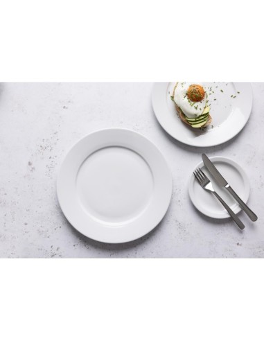 Assiettes à bord large blanches Olympia 280 mm - lot de 6