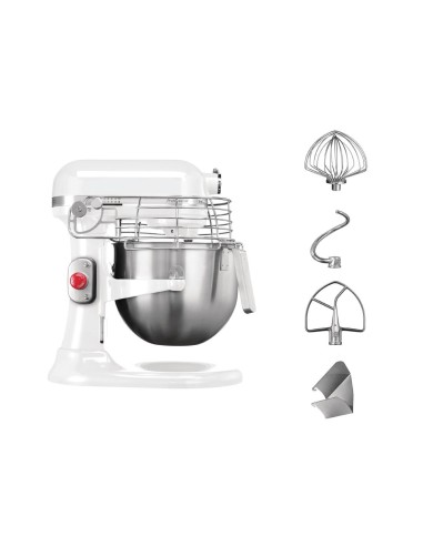 Batteur professionnel Kitchenaid 6,9L blanc - 325W