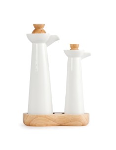 Set de bouteilles huile et vinaigre blanches Olympia