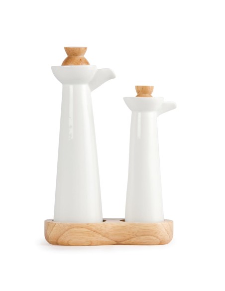 Set de bouteilles huile et vinaigre blanches Olympia