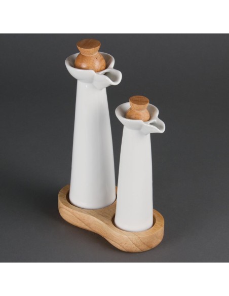 Set de bouteilles huile et vinaigre blanches Olympia