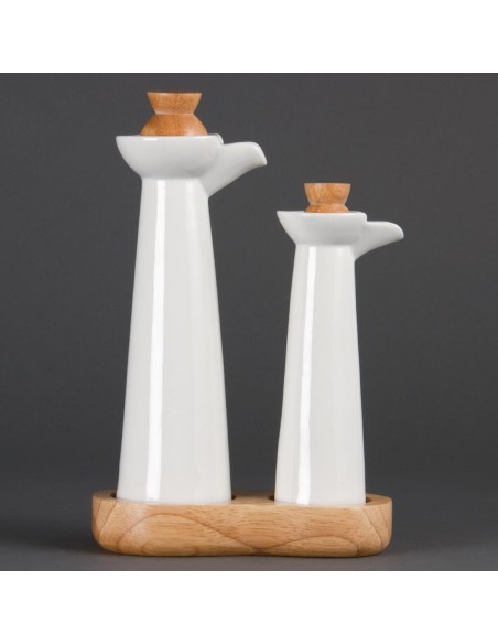 Set de bouteilles huile et vinaigre blanches Olympia
