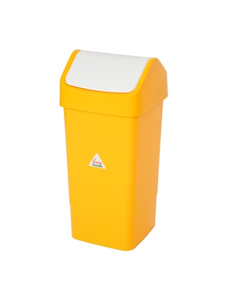 Poubelle polypropylène 50L jaune à couvercle battant - Scot Young