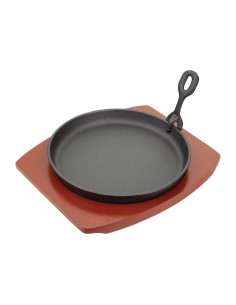 Plat de service en fonte rond Olympia avec support bois - 220 mm